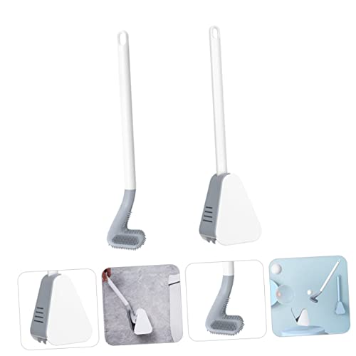 Brosse de toilette manche long silicone blanche Veemoon x2 - 7