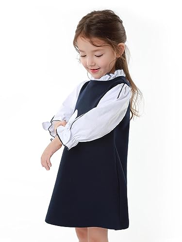 Ozkiz 'High School' Navy Cotton Casual Special Birthday Party Dress for Girls Toddler Dresses, US Size 3T~7Y