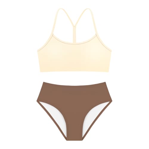 Image of Weixinbuy Girls Swimsuits Bikini Set Kids Bathing Suit Bikini Top Bottom 2Pcs Teen Girls' Swimwear Set