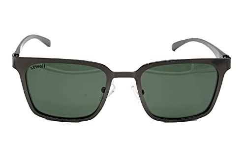 Image of SEWELL Men's Polarized Shield Square Composite Lightweight Matte Metal UV Rays Protected Rectangular Reader Sunglasses - Green