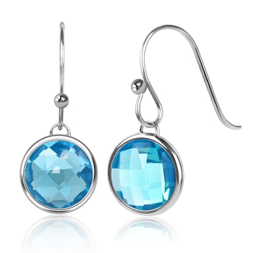 Goiern Pendientes de aguamarina, pendientes de cristal marino, hipoalergénicos, pendientes hechos a mano, joyería de cumpleaños, pendientes de moda para mujer, azul, L