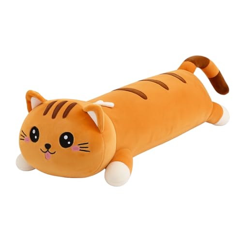 Image of cat Soft Toys and Pillow Kids, Plush Hugging Cushion, - Long Hugging Plush Toy for Kids & Girls | Ultra-Soft Sleeping Cushion | Cute Animal Stuffed Toy (60 cm) (Light Brown)