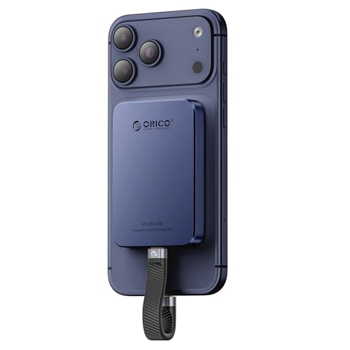 Image of ORICO 1TB Magnetic External SSD, Aluminum Alloy, Up to 460MB /s, External Solid State Drive, Expand Storage for iPhone 17 Pro Max, Compatible w /MagSafe, USB-C Smartphones - K5MINI Blue
