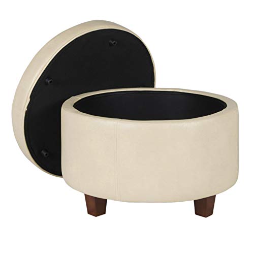 Homepop K6862-E848 Round Leatherette Storage Ottoman thumb #9