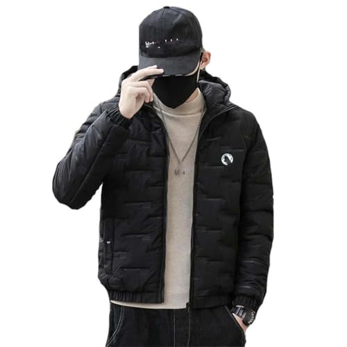 Parka d'hiver chaude pour homme avec capuche manteau court décontracté en relief