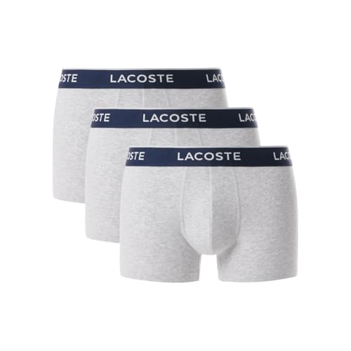 Lacoste Men's Cotton Stretch Essentials Trunks, 3-pack, Dove Grey, Small