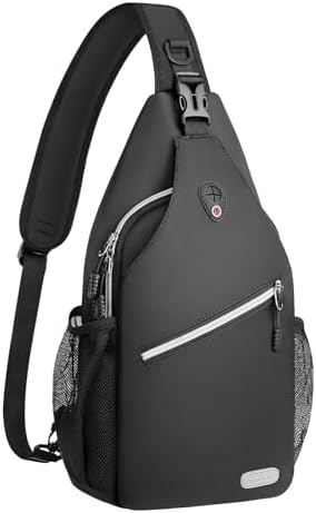 MOSISO Sling Backpack, Multipurpose Crossbody Shoulder Bag Travel Hiking Daypack, Black, Medium