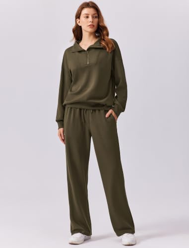 Image of PINSPARK 2 Piece Sets for Women 1 /4 Zip Lounge Matching Set Fall Outfits