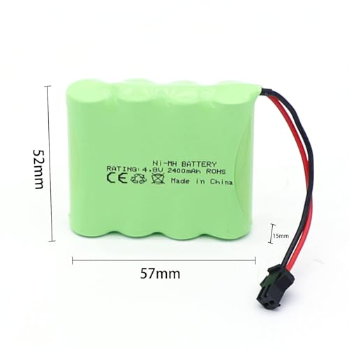 Image of AA 2400mAh 4.8V Rechargeable Ni-MH Battery Pack Replacement for RC Car Electric Toy Truck Construction Dumper Remote Control Toy Power Tool with USB Charging Cable (SM-2P Connector