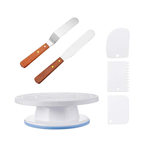 6PCS Kitchen Dining Baking Set Rotating Stand Scraper Cake Spatula Icing nozzles Tool Cake Turntable Baking Mould