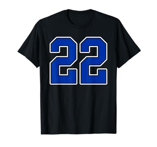 White and blue number 22 football jersey
