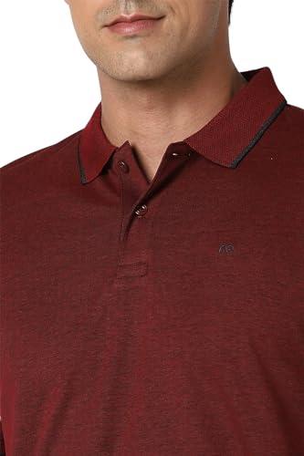 Image of Peter England Men's Premium Branded Regular Fit Half Sleeve Polo T-Shirt | Cotton Rich | Birds Eye Interlock Weave| No Pocket