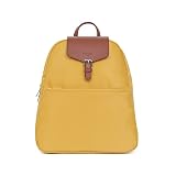Acabado plateado brillante Hexagona Paris Mujer-Colección Pop-Amarillo-De Nylon-2 Tirantes 1 Asa no Ajustable Bolso de Mano-Mochila Bandolera, L : 29,5 x h : 34 x P : 11,5 cm
