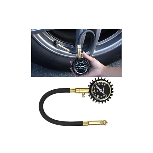 Image of HZEL Car Tire Pressure Gauge (0-100 PSI), Vehicle Air Pressure Gauge Accurate with Large Dial, Automotive Exterior Tyre Stress Gauging Accessories, Universal for Motorcycle Sedan Truck (Gold)
