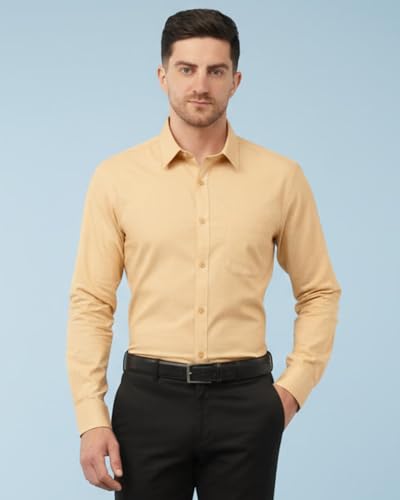 Image of SaintX Men's Formal Shirt with Pocket | Oxford Weave Cotton Rich Premium Fabric | Smart Fit | Full Sleeve | Everyday Summer Essential | Available in Plus Sizes