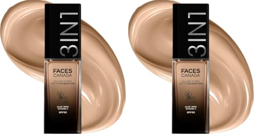 Image of FACES CANADA All Day Hydra Matte Foundation | 3-in-1 Foundation + Moisturizer + SPF 30 | 24 HR Aloe Hydration & Vitamin C | 10HR Long Wear | Medium to High Buildable Coverage | Medium Natural 022 | 30ml