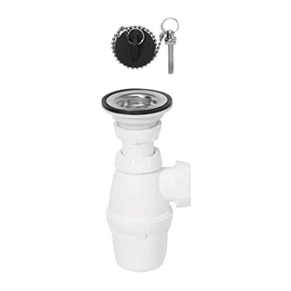 Wirquin 30718876 Complete Waste Set for washbasin with Plug, Without Overflow, White and Chrome