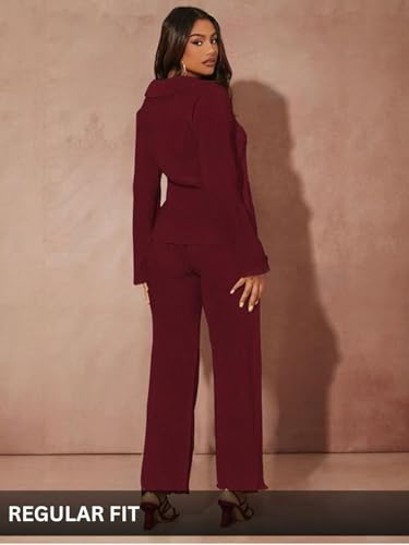 Image of GRECIILOOKS Co ord Set Women Stylish | Woman Dress | Summer Cord Sets for Women's | Trendy Casual Shirt and Pants | Pyjama Set's Solid & Beach, Resort Outfits Full Sleeve