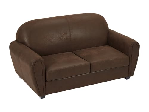 Vente-unique - Canapé 3 Places en Microfibre Aspect Cuir Vieilli Club Victory III