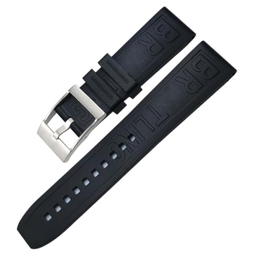 Correa de reloj de goma fluorada negra de 22mm para Navitimer 1