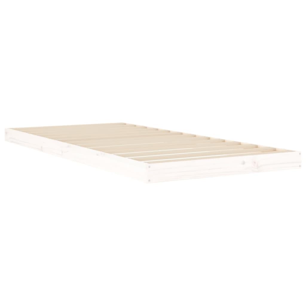 vidaXL Massivholzbett Einzelbett Bettgestell Bett Holzbett Bettrahmen Lattenrost Schlafzimmerbett Schlafzimmermöbel Weiß 90x200cm Kiefer