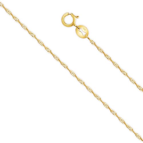 EVAYA 14K Gold Singapore Chain Necklace for Women & Men (1-1.5mm Width, 14-24