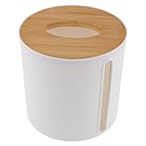 ANDRESLAD Dispenser Rotolo Carta con Coperchio in Bambù Porta Rotolo Bagno e Cucina Rotondo Contenitore Moderno per Carta Igienica e Fazzoletti Design Stabile e Decorativo per Superfici