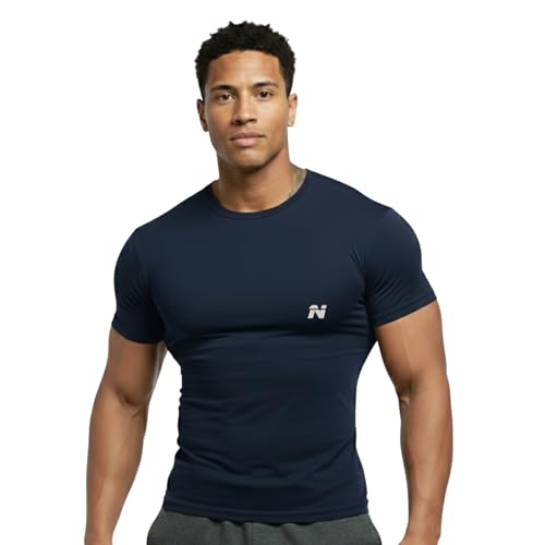 Image of NINQ Full Sleeve Compression, Workout, Round Neck, Down Shoulder T-Shirt - Men's Gym, Athletic & Sports Tights for Fitness