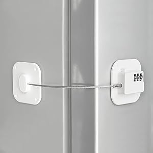 Refrigerator Lock, Heavy Duty Fridge Lock, Combination Lock for Refrigerator Cabinets, Drawers, Safety, Easy Install No Keys Needed (White-1Pack)