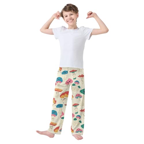 Boys' Pants Cute Kawaii Mushroom Cartoon Long Bottoms Jogger Pants Elastic Waist Trousers with Pockets S-XL2