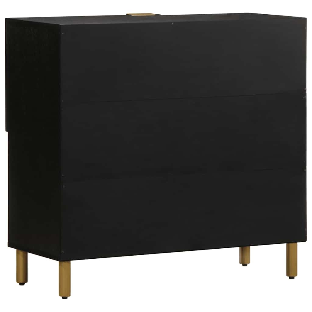 Czarny kredens 80 x 33 x 75 cm, materiał drewnopochodny z praktycznymi drzwiami, stabilnymi metalowymi nóżkami i wszechstronnym miejscem do przechowywania do salonu, kuchni, łazienki i biura