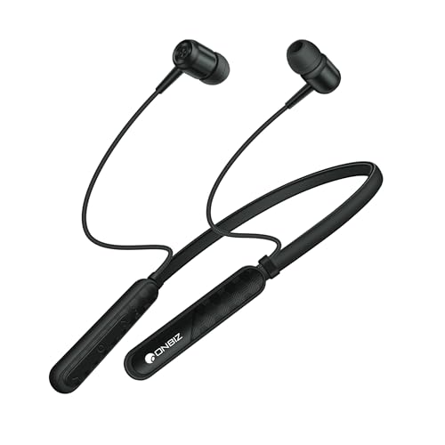 Image of Earphone Neckband Bluetooth 5.3 with 20+Hrs Playtime, 10mm Dynamic Driver, Type C Charging, Voice Assistant Bluetooth Neckband Headphone - Black