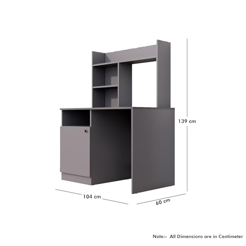 Image of Bniture Wooden Study Table for Home | Engineered Wood Study Table with Bottom Storage Shelf | Multi Purpose Computer Desk for Writing & Study | Laptop Table for Study Room & Office | Slate Grey