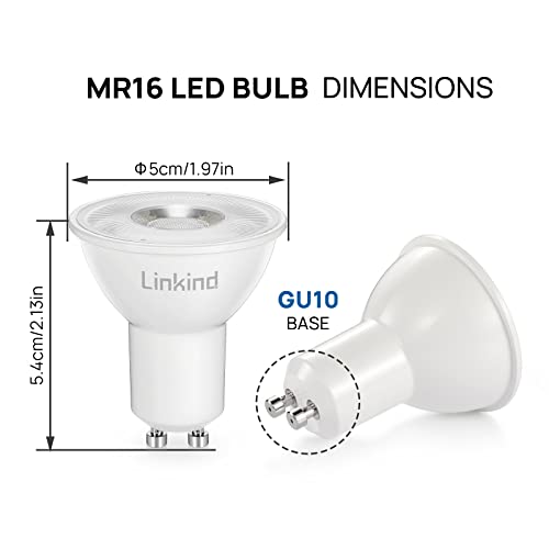 Linkind 5 x Dimmable LED Bulbs, GU10, Replacement of Halogen Bulb, 75 Watt, 640 Lumens, 5000 K Cold White Spotlight Bulb with Wide 110° Beam Angle, MR16 LED Bulb.