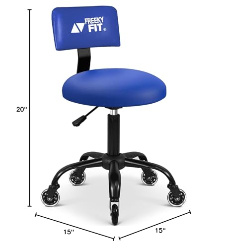 Image of Rolling Shop Stool with Wheels,Mechanic Garage Short Stool Chair with Adjustable Height 15.55 inch-18.3 inch,Heavy Duty Swivel Roller Seat for Garage,Salon and Tattoo Beauty, Blue