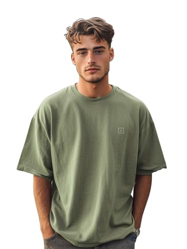 Image of Urbano Fashion Men's Solid Round Neck Oversized Half Sleeve Cotton T-Shirt