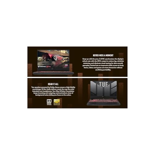 Image of ASUS TUF Gaming A15 Gaming Laptop, 15.6 inch FHD 144Hz, 100% sRGB Display, GeForce RTX 4060, AMD Ryzen 5 7535HS, 16GB DDR5, 512GB PCIe SSD, Wi-Fi 6, Windows 11, FA507NV-EH53