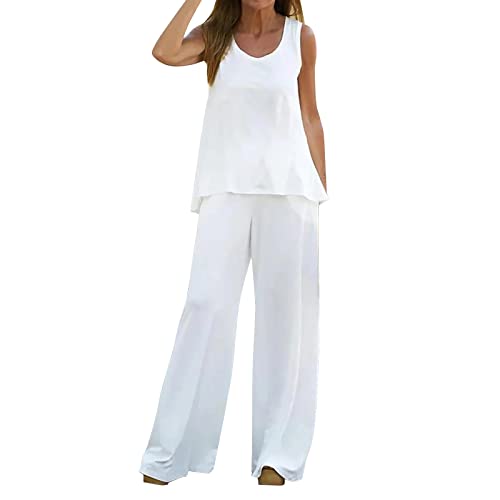 Conjunto de punto de mujer con pantalón holgado y top de lana liso para diario
