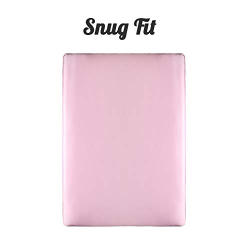 Image of Pro Goleem Satin Pack n Play Playard Sheet Great for Baby Hair Soft Silk Feeling 27x39 Inch Fitted Portable Mini Crib Sheet Playard Mattress Cover for Girls Pink