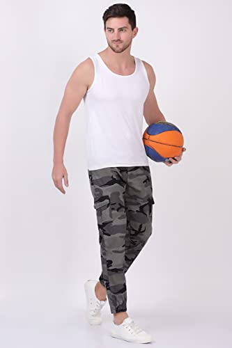 Image of Men's Camouflage Grey Army- Print Joggers (Elastic Waistband Jogger - Grey Color)