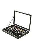 Coward Ohrring-Organizer-Tablett-Box, Schwarzes Samt-Ohrring-Schmuck-Display-Aufbewahrungs-Tablett-Etui mit transparentem Glasdeckel für Heimschublade oder Ladenverkauf