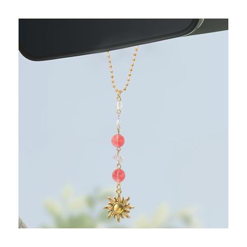 SHMZK Sun Hanging Car Charm, Rear View Mirror Cute Boho Dangling Sun Car Decor Hanging Ornament...