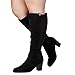 RF ROOM OF FASHION Women's Wide Calf Block Heel Knee High Dress Boots (BLACK SU, Size 6.5)