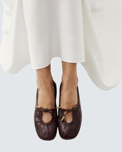 Womens Bow Ballet Flats Cute Square Toe Lace Up Bow Mary Jane Flats Slip On Casual Mary Ballerina Shoes2