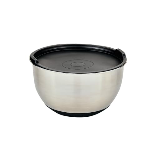 Kesper | Bol mélangeur avec couvercle, matériau : acier inoxydable, plastique, silicone, dimensions : Ø 18 cm, hauteur : 10 cm, couleur : argent, noir |...