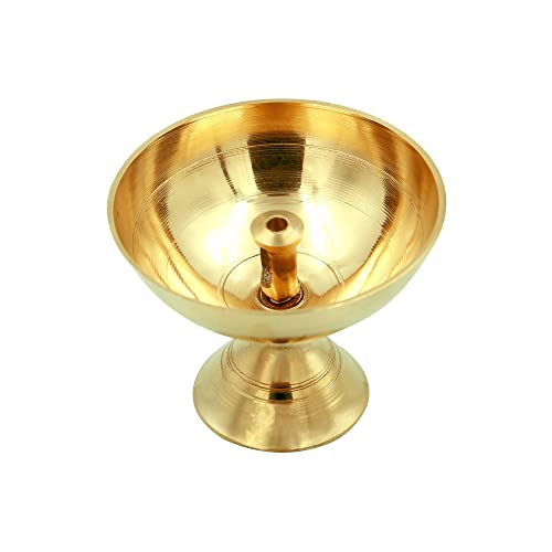 Shubhkart Ornamental Oil Lamp For Puja - Handmade Indian Brass Oil Lamp/ Deepak/ Deepam/ Pyali Diya #TOP1