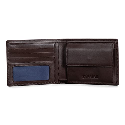SERASAR | Premium Genuine Leather Wallet for Men in Carbon Optic Brown | 9 Card Slots | RFID Protection | With Gift Box4