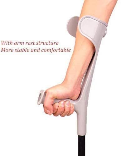 Muletas para adultos, Muletas de antebrazo de aleación de aluminio fáciles de transportar, muletas de codo con altura ajustable y puños abiertos.