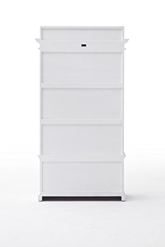 Novasolo Halifax Pure White Mahogany Wood Entryway Coat Rack With 5 Hooks, Cushion, Top Storage And 2 Drawers #TOP6