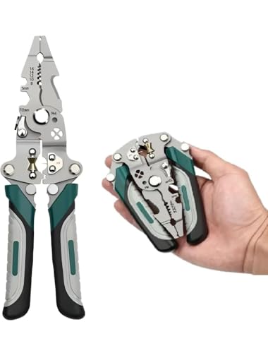 Image of Multi-Function Wire Stripper Tool, Stainless Steel, with Cutting, Crimping and Gripping, Ergonomic Anti-Slip Handle, 10-16 AWG